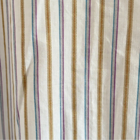 Vintage Leo Chevalier White Cotton Dress Shirt Purple/Blue & Tan Stripes - Picture 9 of 13
